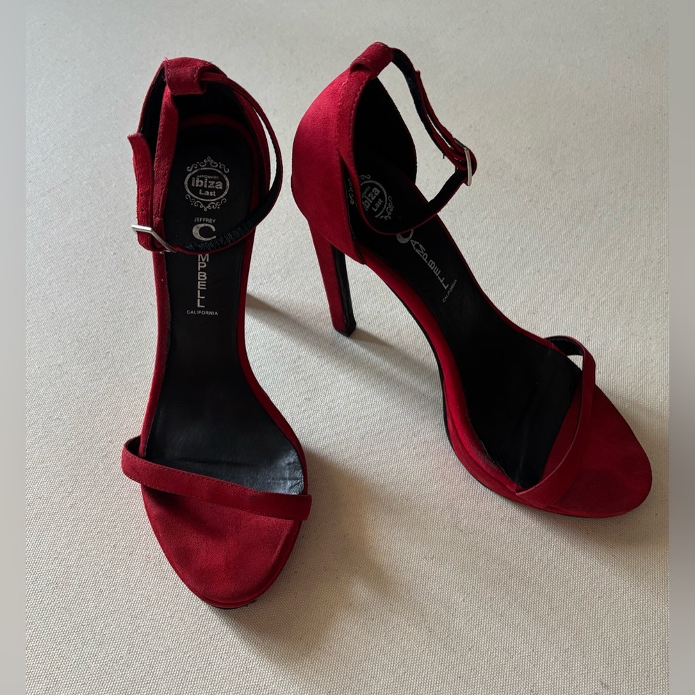 Jeffrey Campbell Red Stiletto Heels Ankle Strap